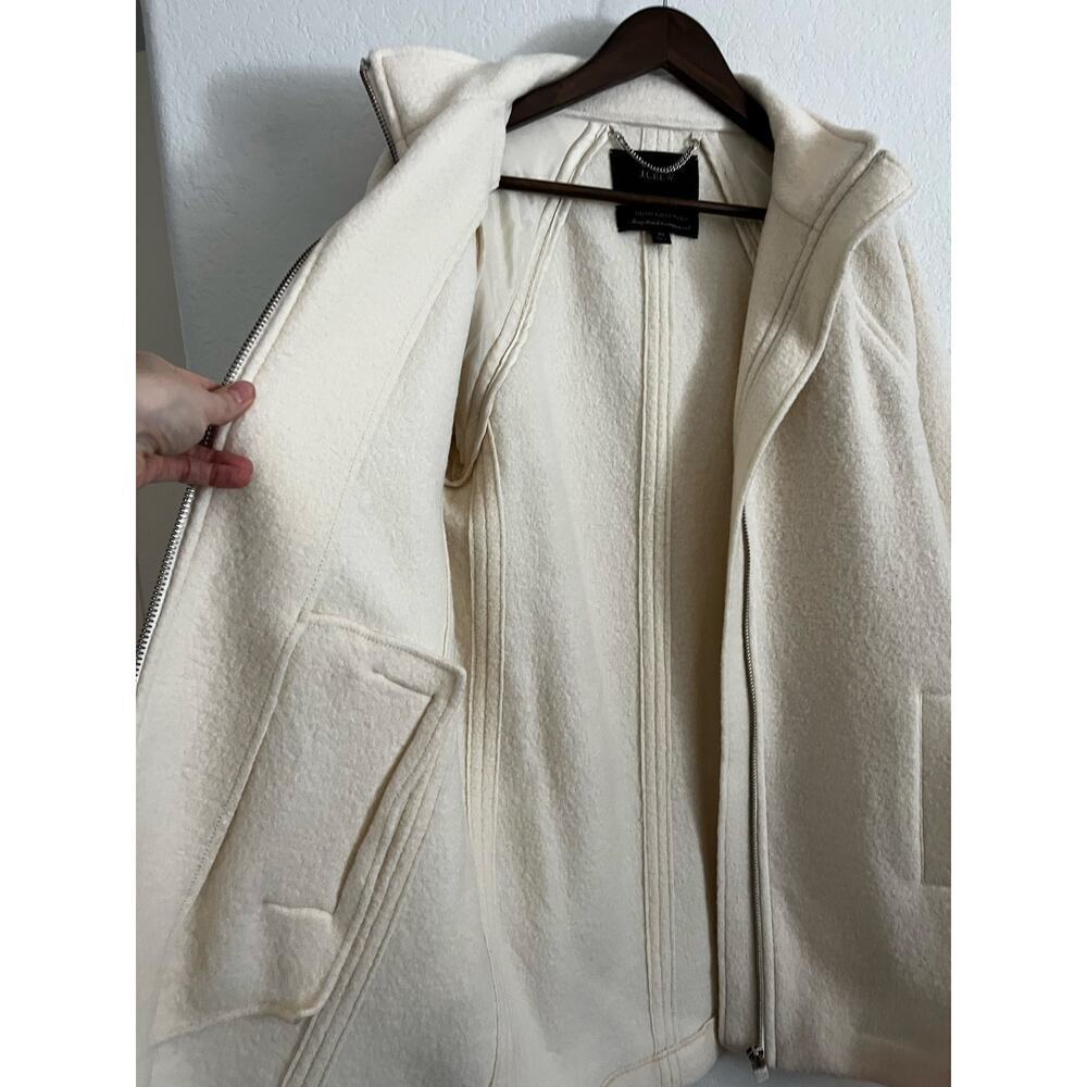 J Crew Italian Boiled Wool Zip Up Coat Cream XS - Picture 7 of 9